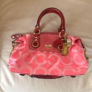 Coach Madison Sabrina Convertible Strap Satchel/Hobo in Berry Op Art
